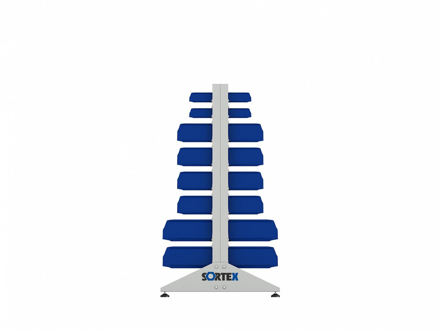 Стеллаж для пластиковых лотков SORTEX двухсторонний 1500x1000x800.06