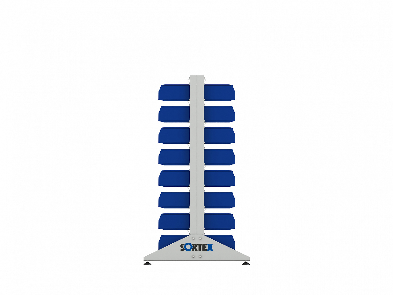 Стеллаж для пластиковых лотков SORTEX двухсторонний 1500x1000x800.02