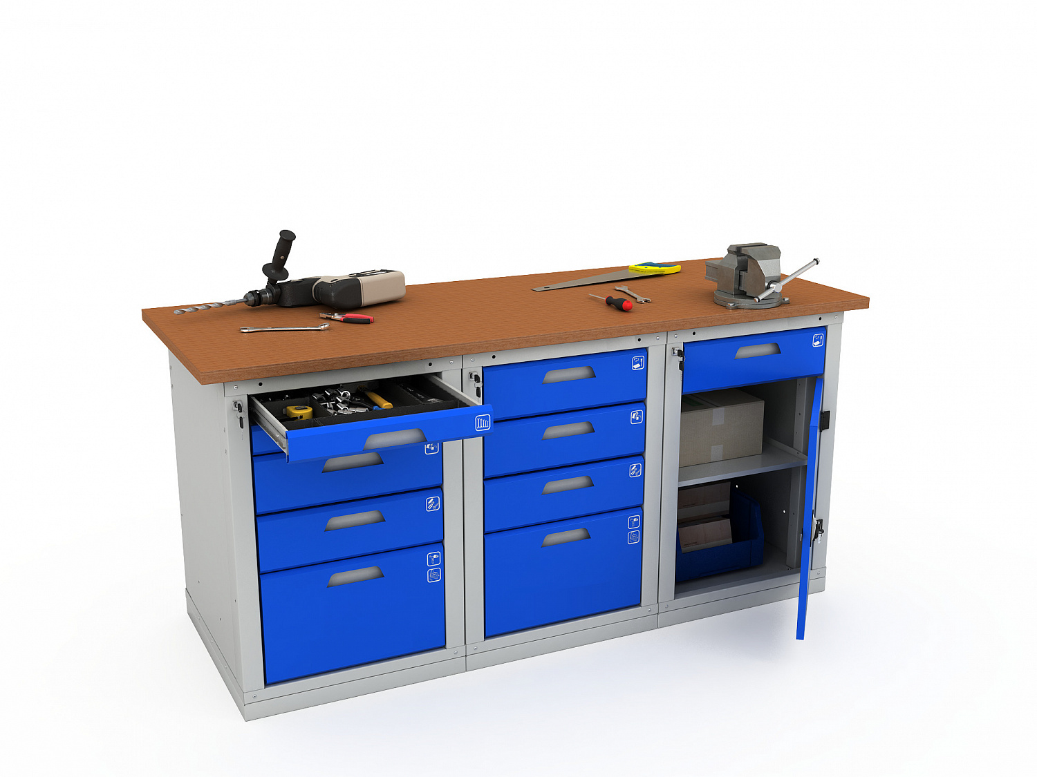 Верстак трехтумбовый WOKER PRO 3542.1800