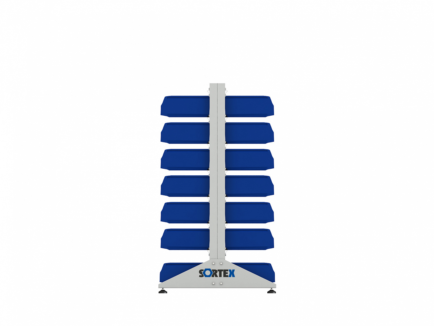 Стеллаж для пластиковых лотков SORTEX двухсторонний 1500x1000x800.03