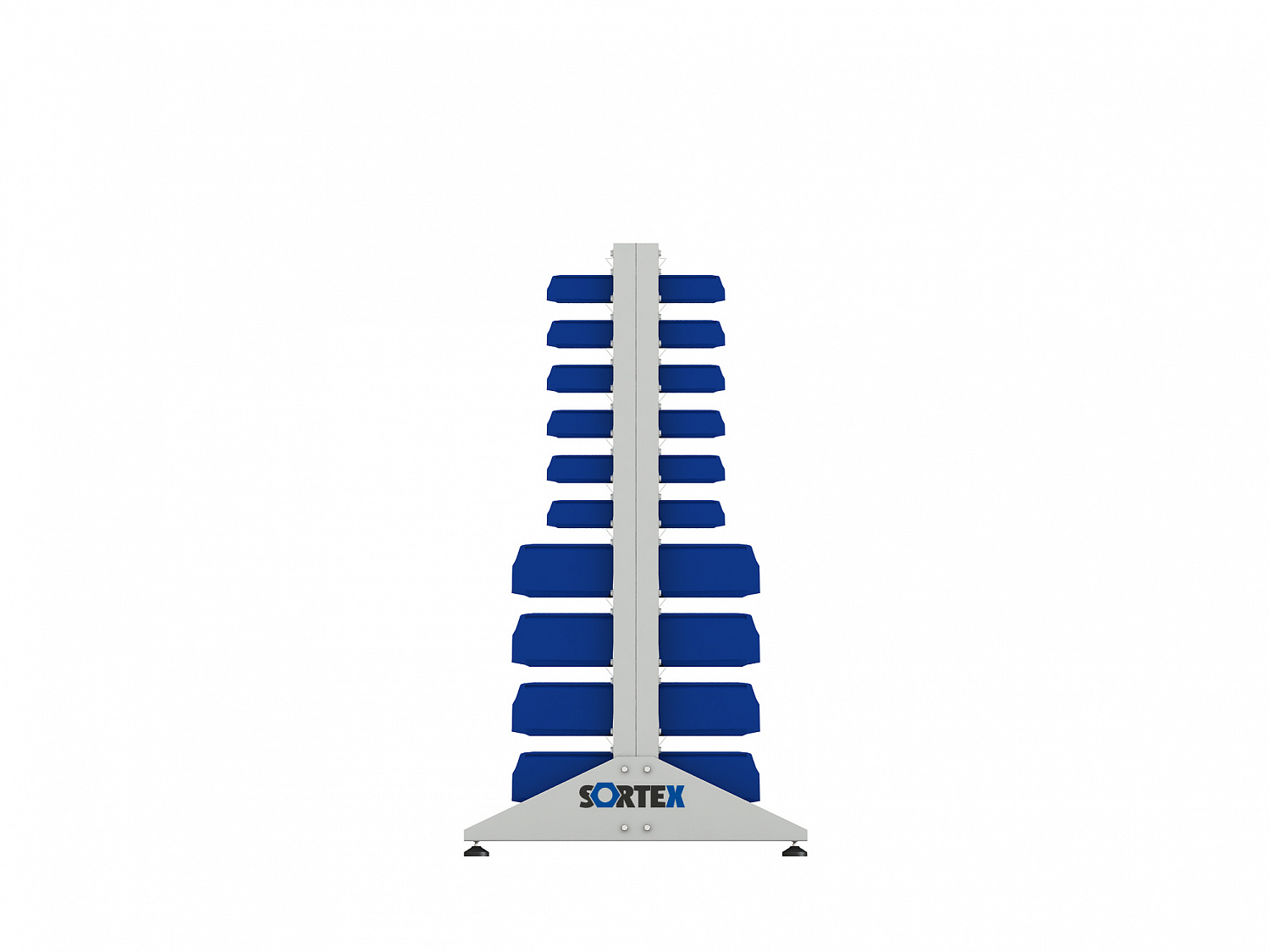 Стеллаж для пластиковых лотков SORTEX двухсторонний 1500x1000x800.04
